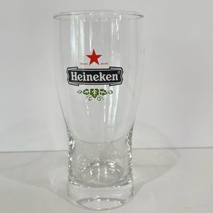 Heineken Beer Pilsner Glass Etched Clear .25L Logo Branded Red Star Barware Bar